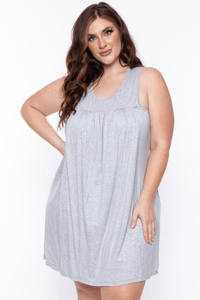 Bump Biddy Dresses Nursing Plus Raya front pleated dress -Heather Grey