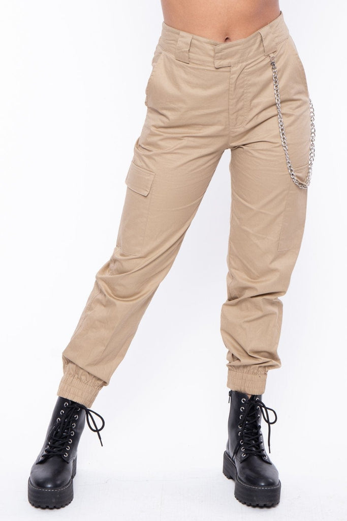 Stefani Khaki Joggers with Chain - BUMP BIDDY