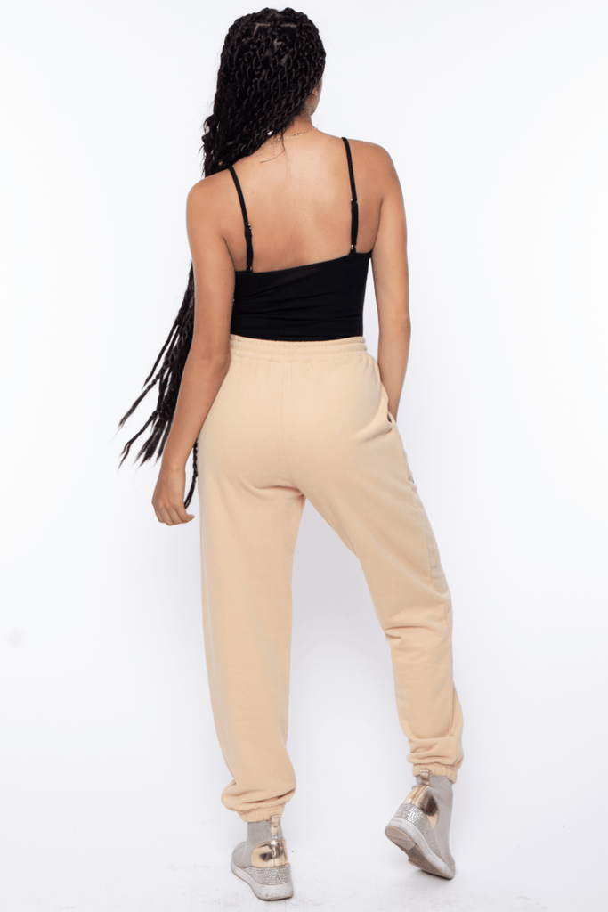 Hey Babe Bottoms Zola Cotton Jogger Pant- Tan